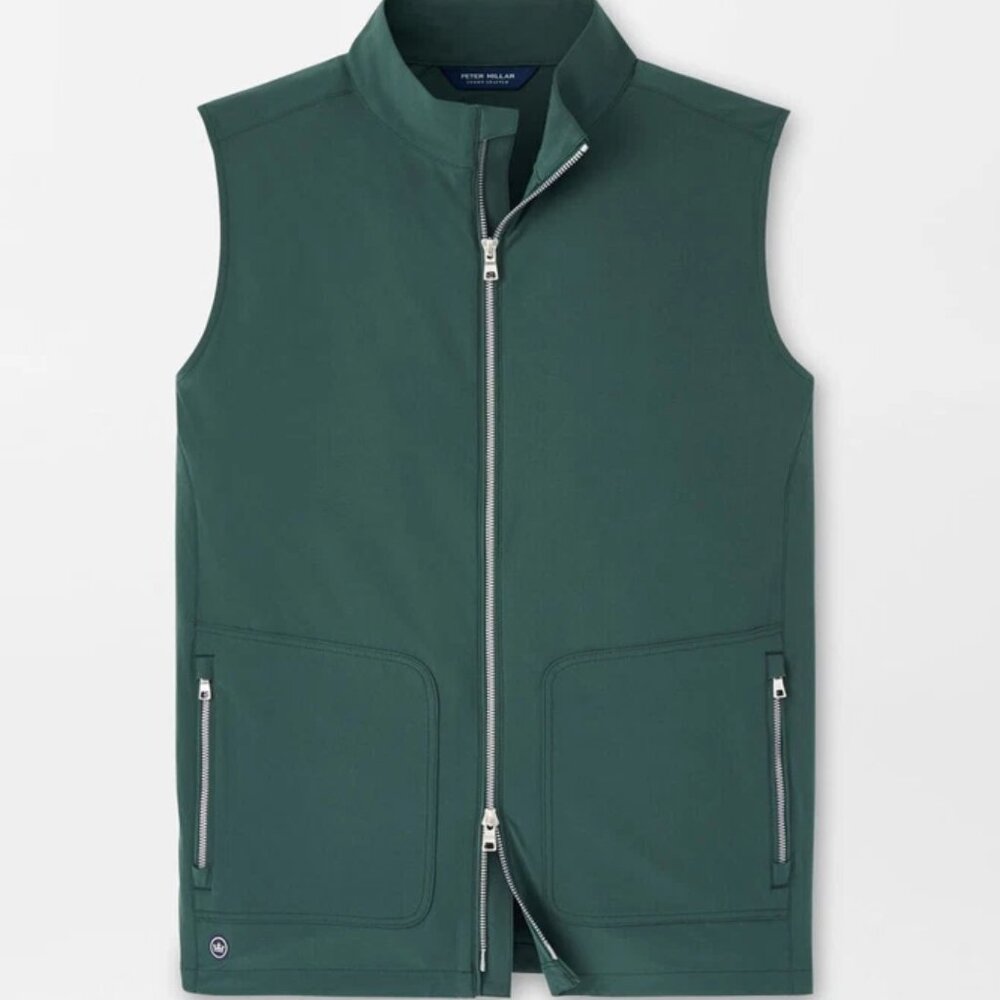 NWT!! Peter Millar Crown Crafted Men's Brook Green Contour Full Zip Vest - Small
